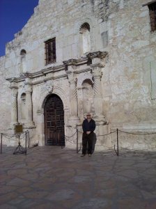 In front of the Alamo Church
