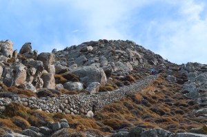 The rocky trial to the summit of Mount Kynthos