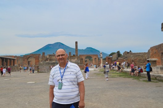 Me at the Forum of Pompeii with the Mountain in the background.