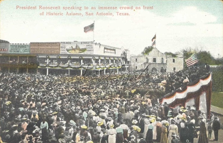 PostcardTheodoreRooseveltSpeechAtTheAlamo