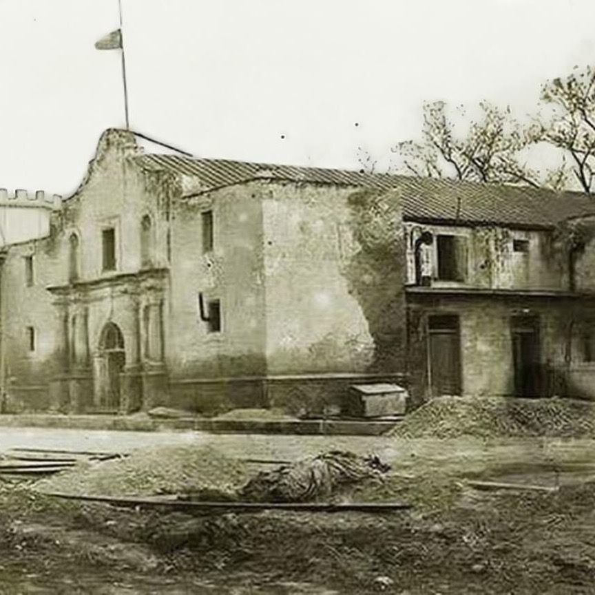 The Alamo church before restoration